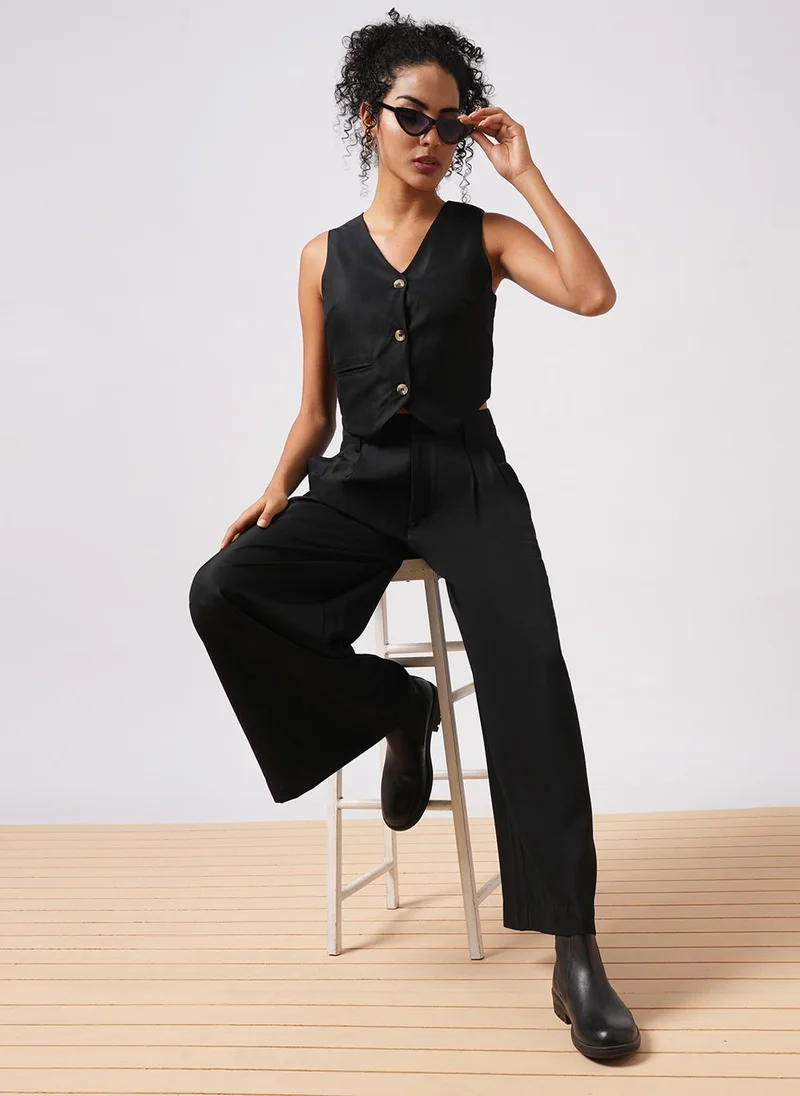 globus Globus Women V-Neck Waistcoat With Wide Leg Trousers